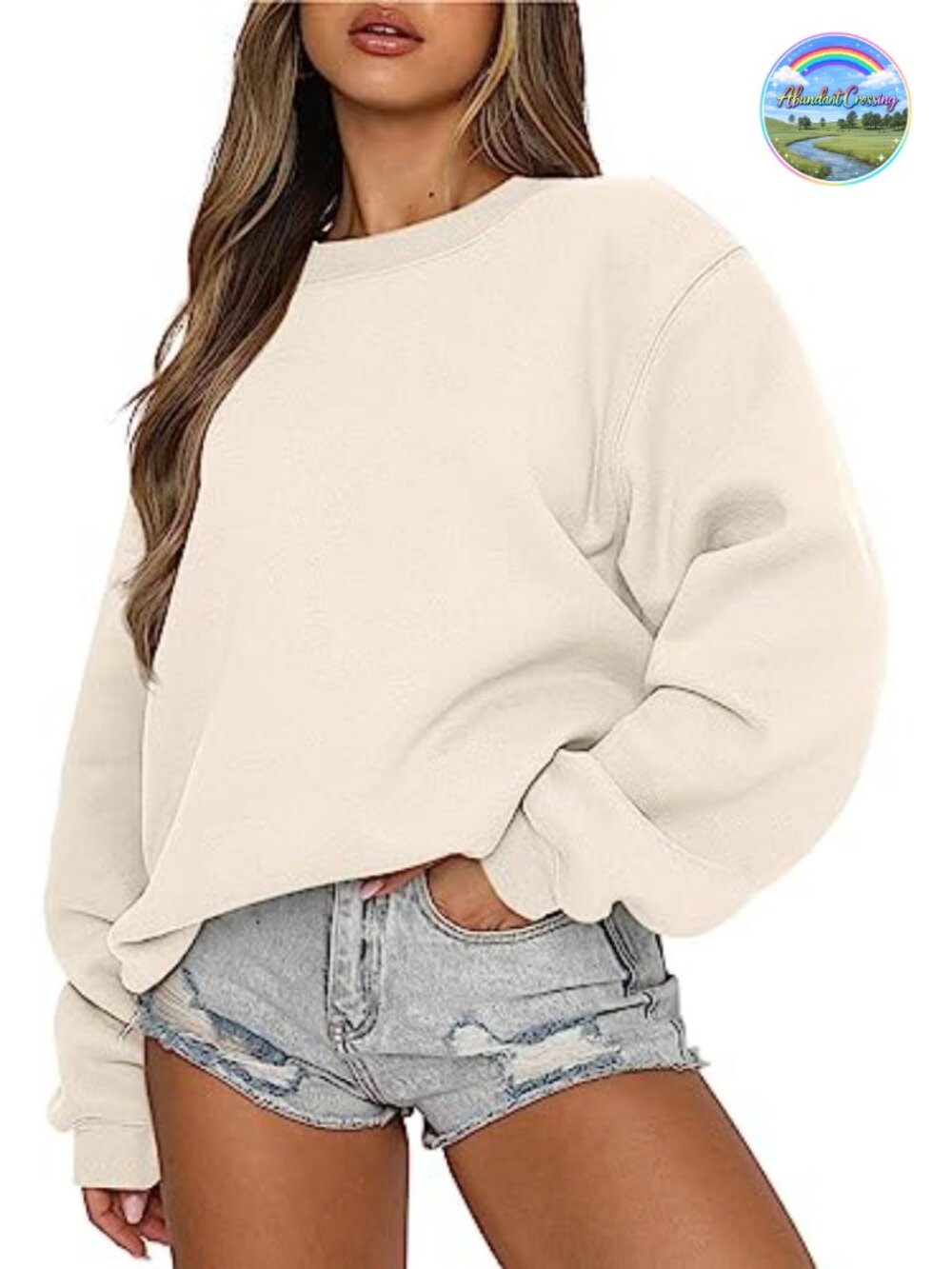 Oversized Crewneck Sweatshirt Women Loose Fit Long Sleeve Pullover Casual